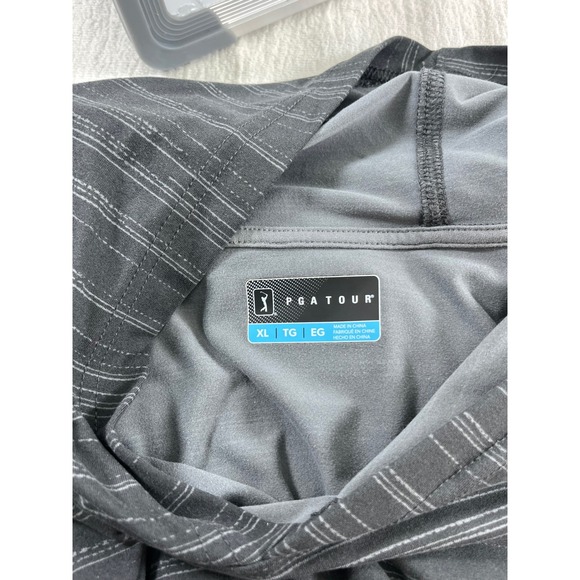 PGA Tour XL Mens Gray Striped Long Sleeve Golf Hoodie Pullover Shirt Preppy Soft - Picture 2 of 8